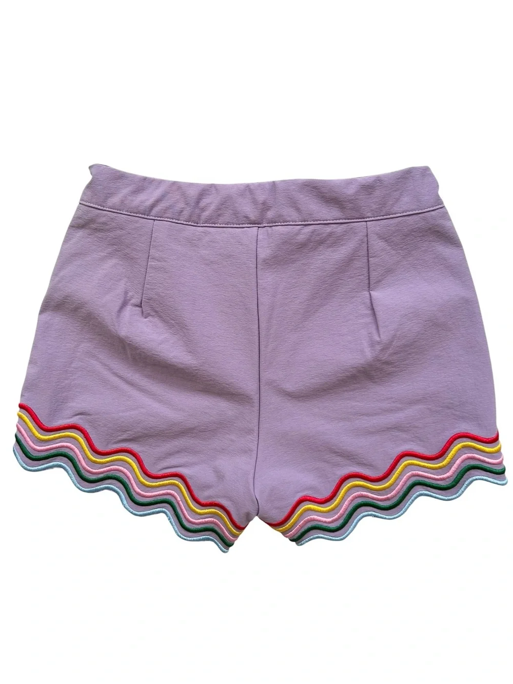Lola and The Boys Rainbow Wave Short Set Purple With Multicolor Stitching Sz 12